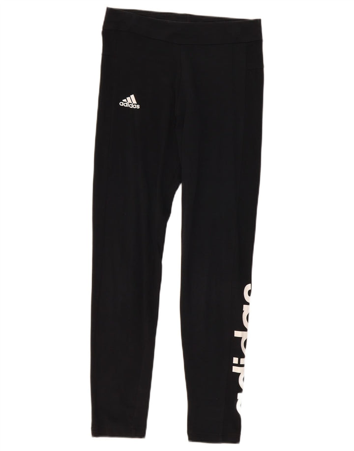 Женские леггинсы Adidas с рисунком, средние черные спортивные