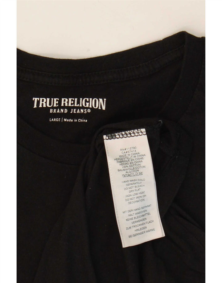 Мужская футболка с рисунком True Religion, большая черная хлопковая футболка