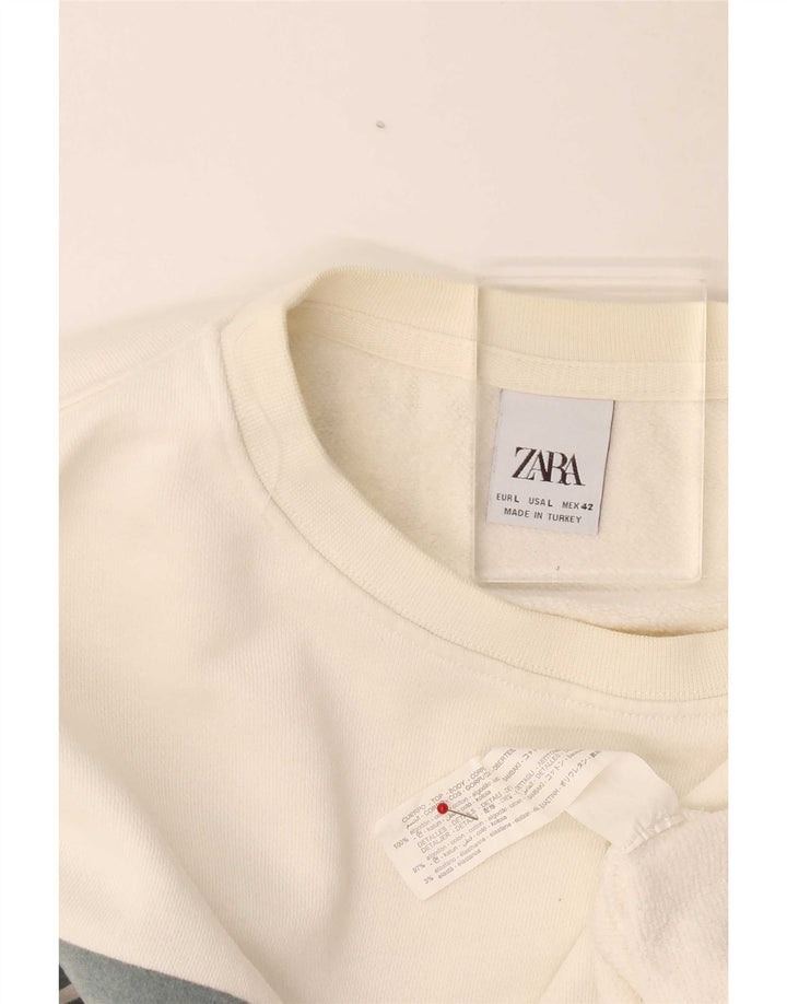 Мужской свитер Zara, большой хлопковый джемпер с белыми цветными блоками