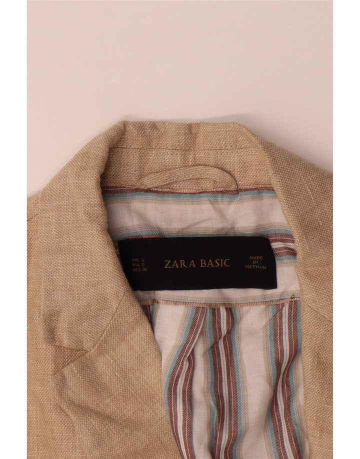 Женский пиджак на 1 пуговице Zara UK 10, маленький бежевый