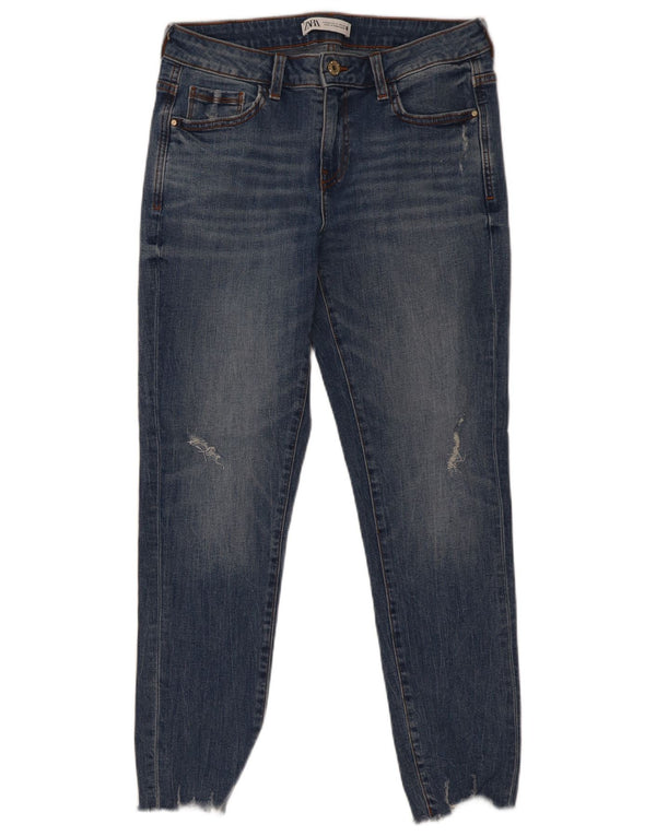 Женские потертые джинсы скинни Zara EU 40 Medium W30 L27, синий хлопок