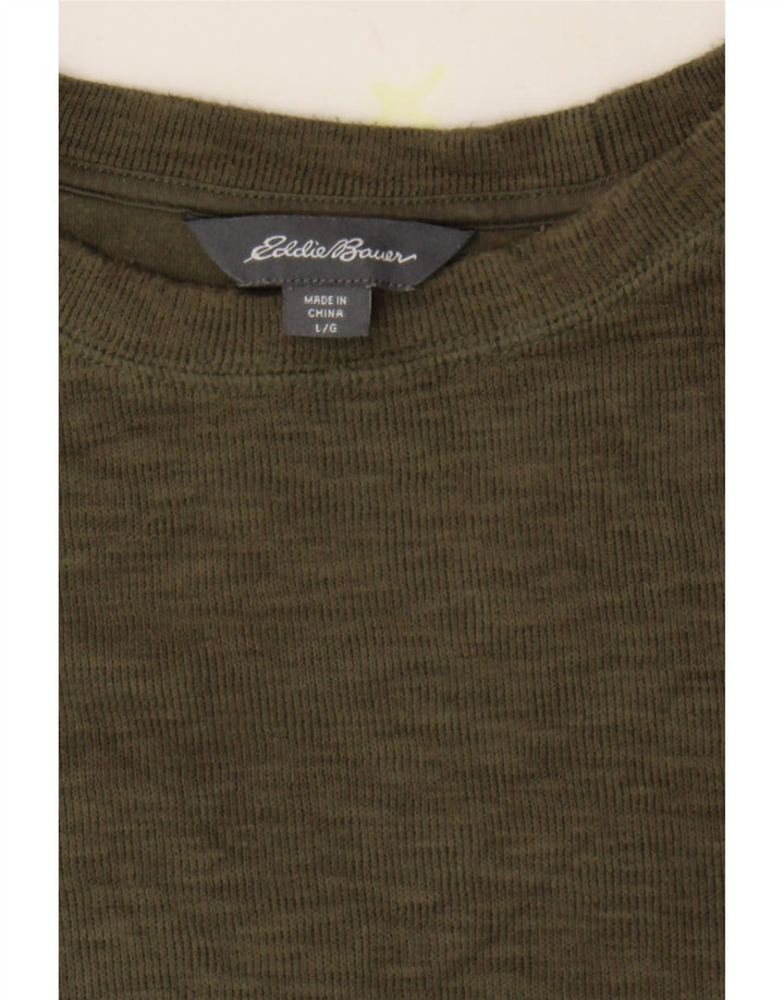 EDDIE BAUER Womens Top Long Sleeve UK 16 Large Khaki Cotton Vintage Eddie Bauer and Second-Hand Eddie Bauer from Messina Hembry 