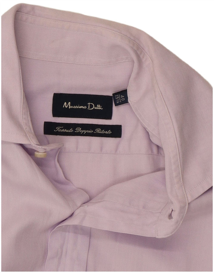 Мужская рубашка Massimo Dutti размер 15 3/4 40 средняя фиолетовая с узором «елочка»