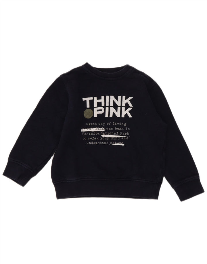 Свитшот Think Pink с графическим рисунком для мальчиков, джемпер стандартного кроя, 4–5 лет, темно-синий