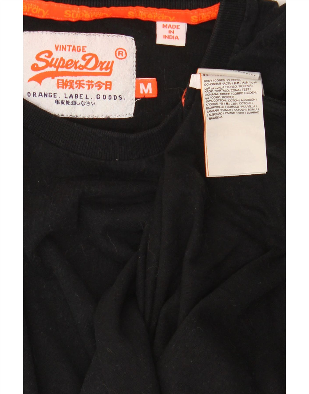 Мужская футболка Superdry Top из хлопка среднего размера, черная