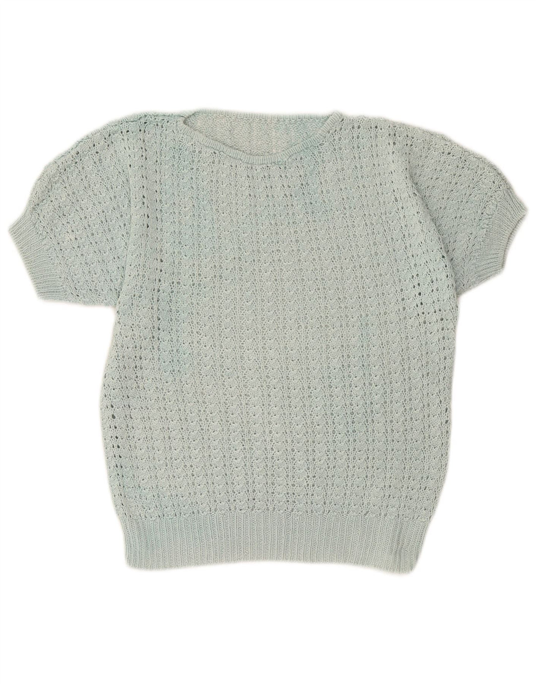 Винтажный женский джемпер с коротким рукавом и вырезом «лодочка», Великобритания, 12, средний бирюзовый цвет