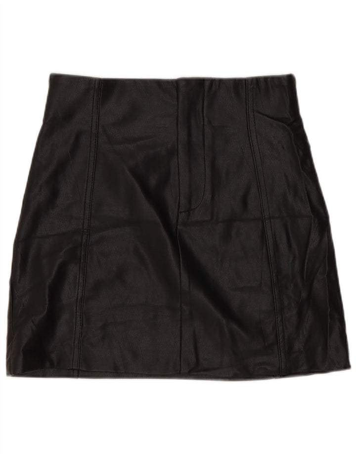 Женская мини-юбка Zara из искусственной кожи, маленькая W26, черная, из полиуретана