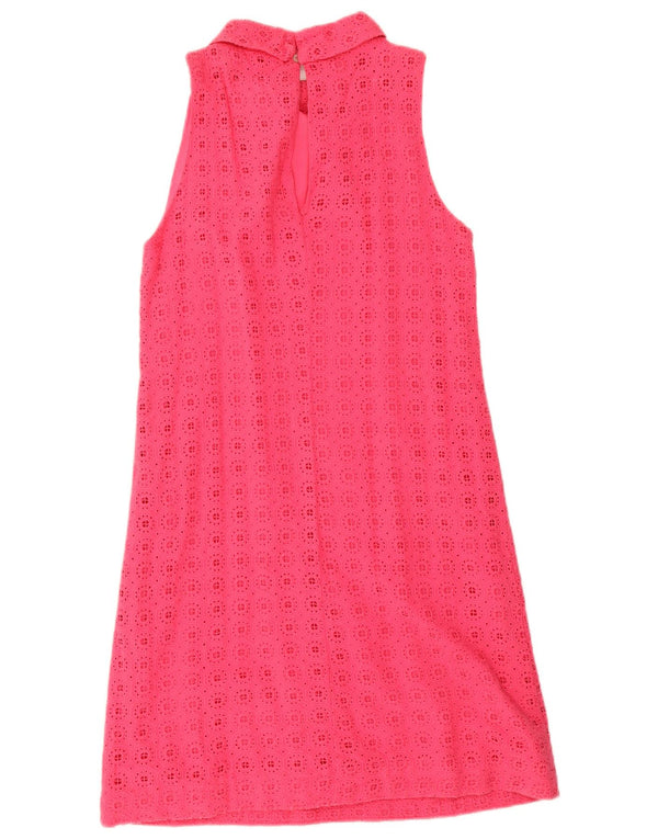 Женское платье прямого кроя без рукавов Zara UK 6 XS, розовый хлопок с цветочным принтом