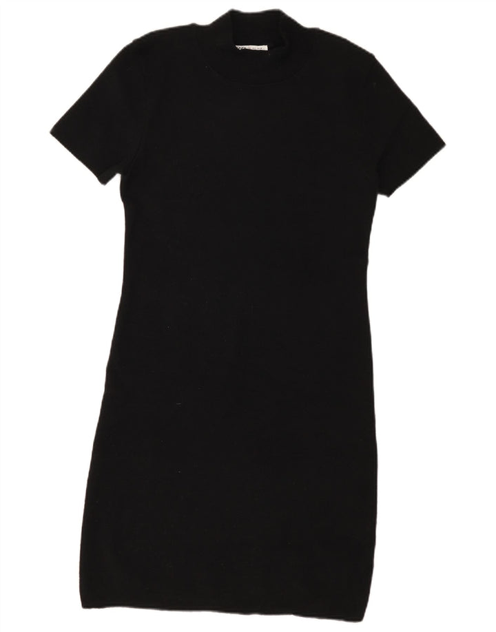 Женское платье-футболка Zara UK 14, большой черный полиэстер