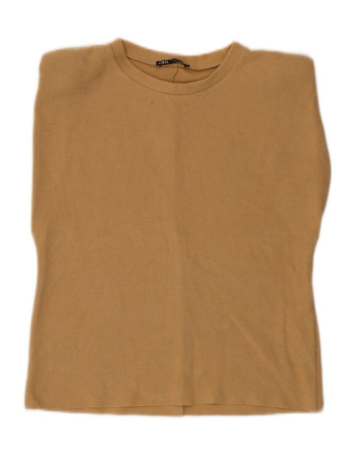 Женский жилет Zara UK 10, маленький, бежевый, хлопок