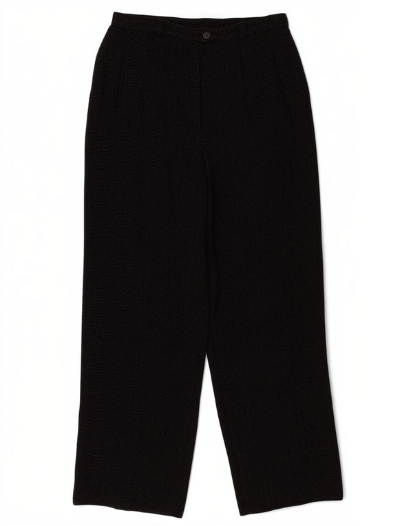 Женские прямые костюмные брюки Max Mara UK 16, большие W32 L29, черные в крапинку