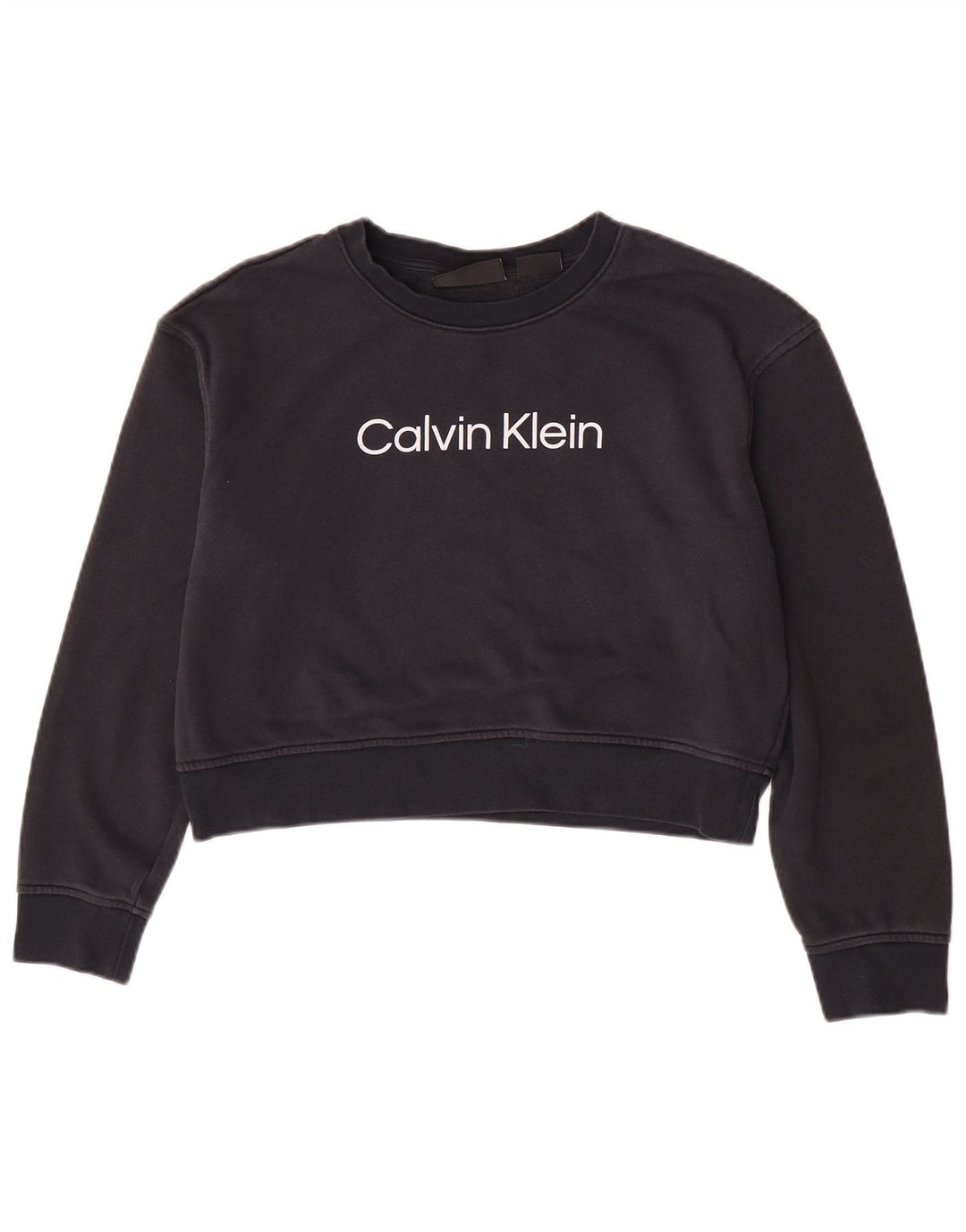 Женский укороченный свитшот с графическим рисунком Calvin Klein UK 14, средний темно-синий