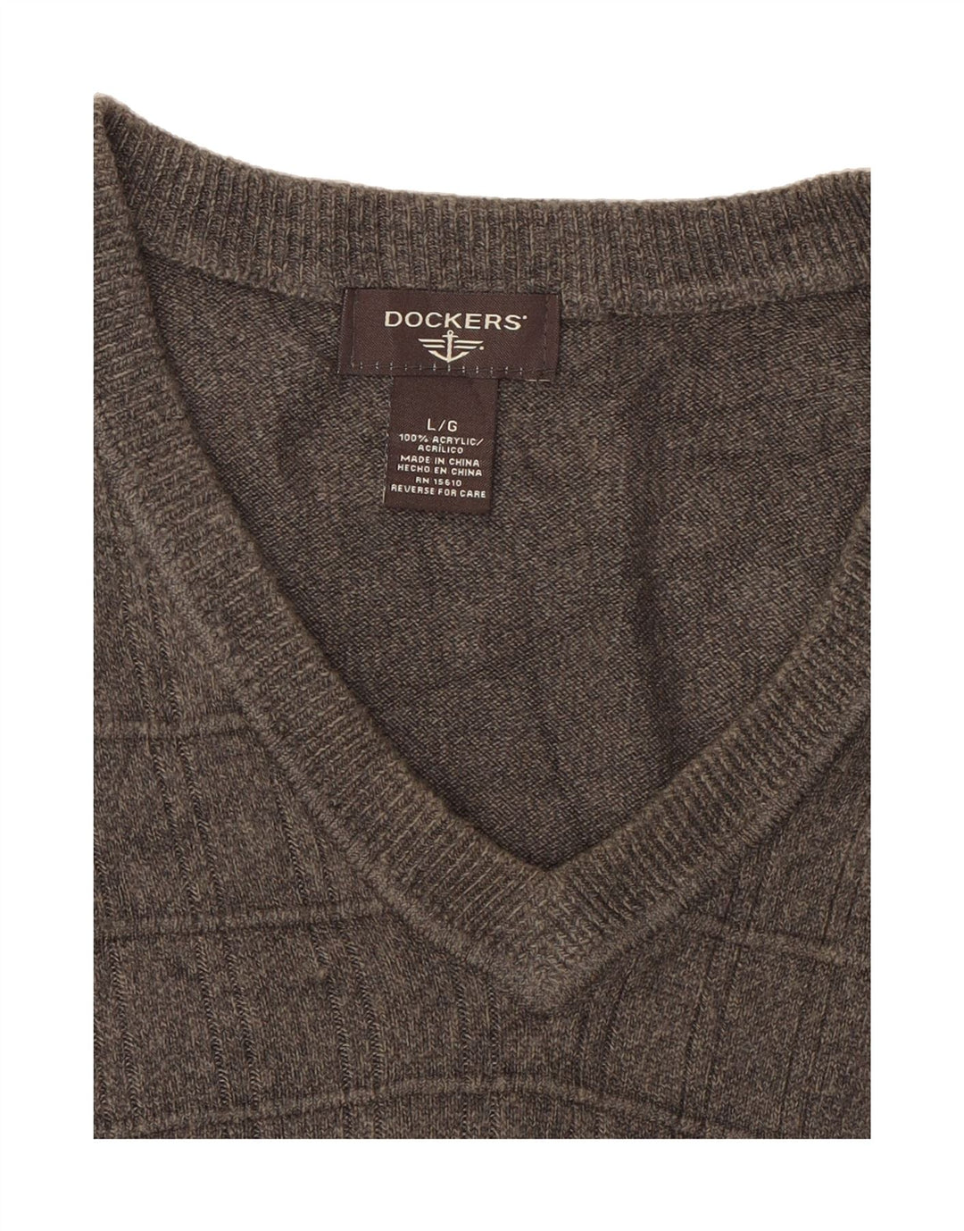 DOCKERS Mens Vest Tank Top Large Grey Check Acrylic Vintage Dockers and Second-Hand Dockers from Messina Hembry 