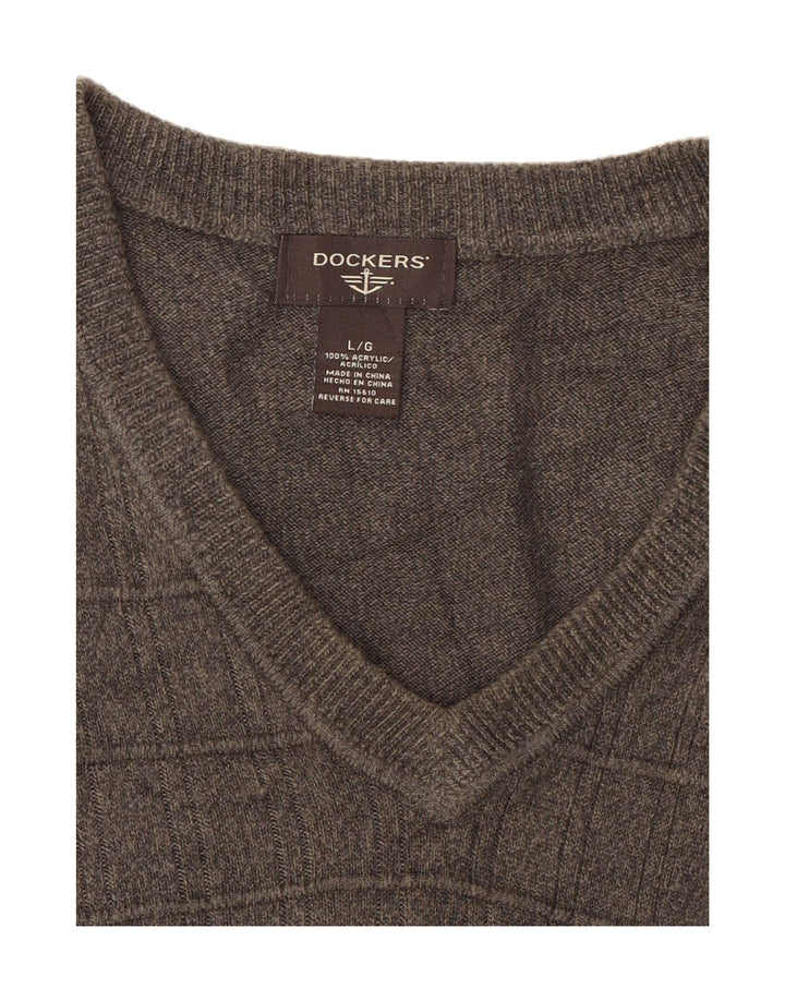 DOCKERS Mens Vest Tank Top Large Grey Check Acrylic Vintage Dockers and Second-Hand Dockers from Messina Hembry 