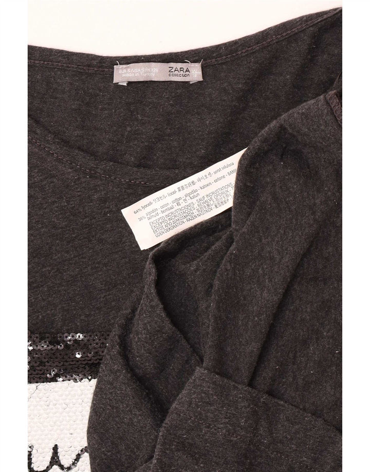 Женский топ с рисунком Zara, рукав 3/4, UK 10, маленький серый лиоцелл