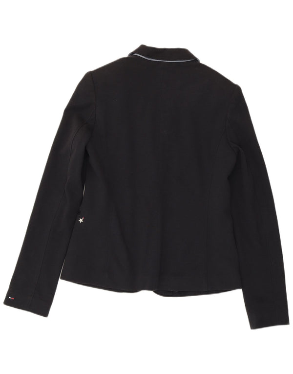 TOMMY HILFIGER Женский пиджак на 1 пуговице UK 14, большой темно-синий хлопок