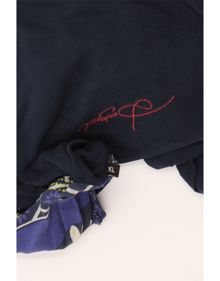 Женская футболка с рисунком Desigual Top UK 18 XL Темно-синяя в стиле пэчворк