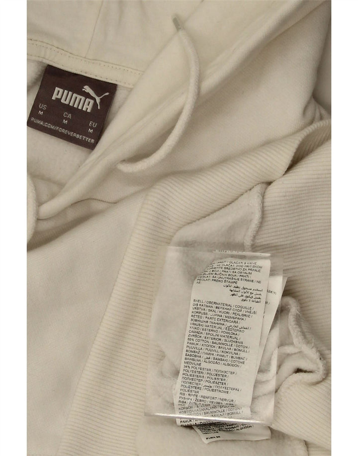 PUMA Mens Graphic Hoodie Jumper Medium White Cotton Vintage Puma and Second-Hand Puma from Messina Hembry 