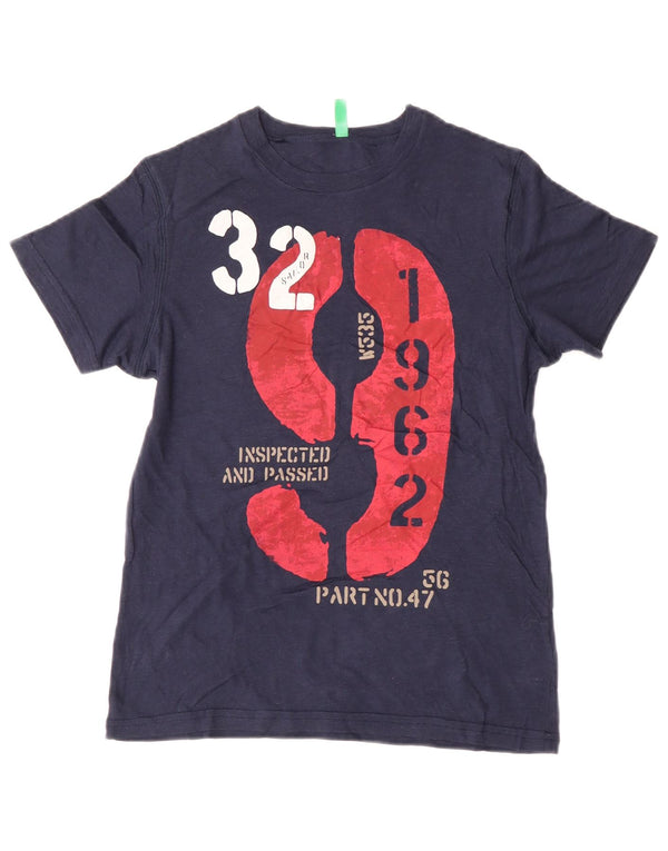 Футболка Benetton с рисунком для мальчиков, топ 11–12 лет, размер 2XL, темно-синий, хлопок