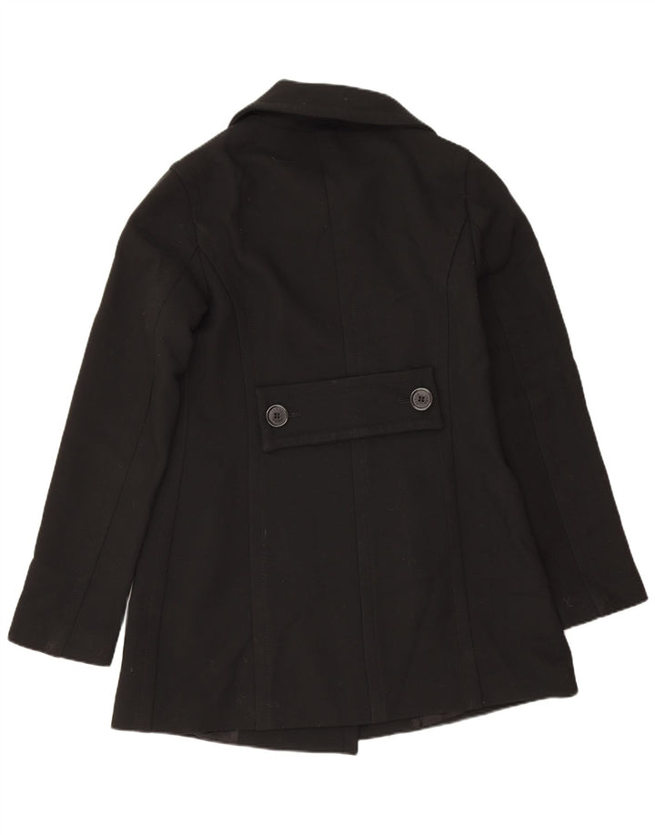 Женское двубортное пальто Zara UK 10, маленькое черное шерстяное пальто