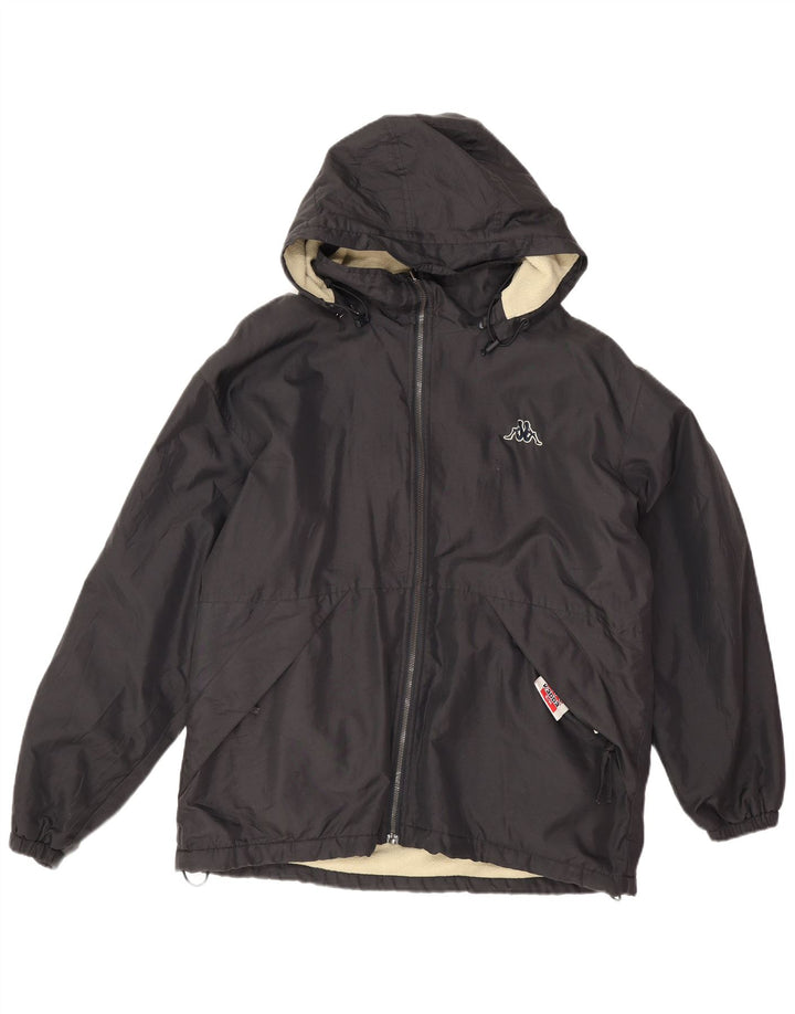 Мужская двусторонняя ветровка Kappa с капюшоном, Великобритания 36, маленький черный полиэстер