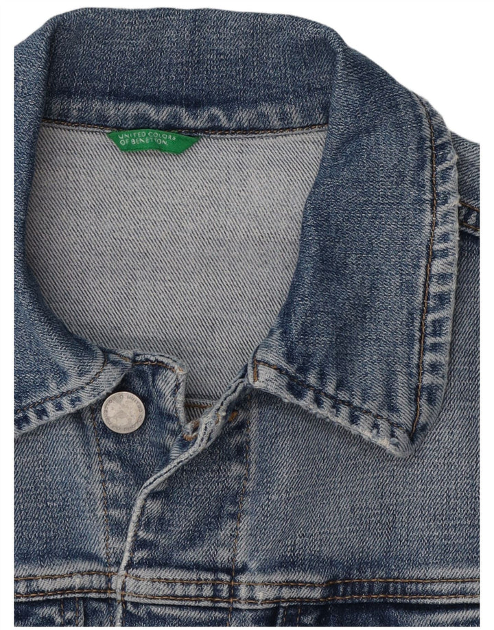Женская укороченная джинсовая куртка Benetton UK 10, маленькая синяя