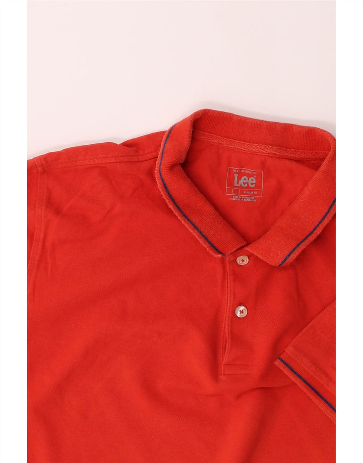 LEE Mens Regular Fit Polo Shirt Large Red Cotton Vintage Lee and Second-Hand Lee from Messina Hembry 