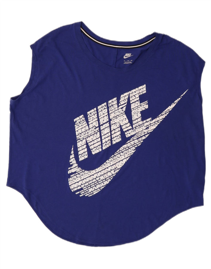 NIKE Womens Oversized Graphic Vest Top UK 18 XL Blue Cotton