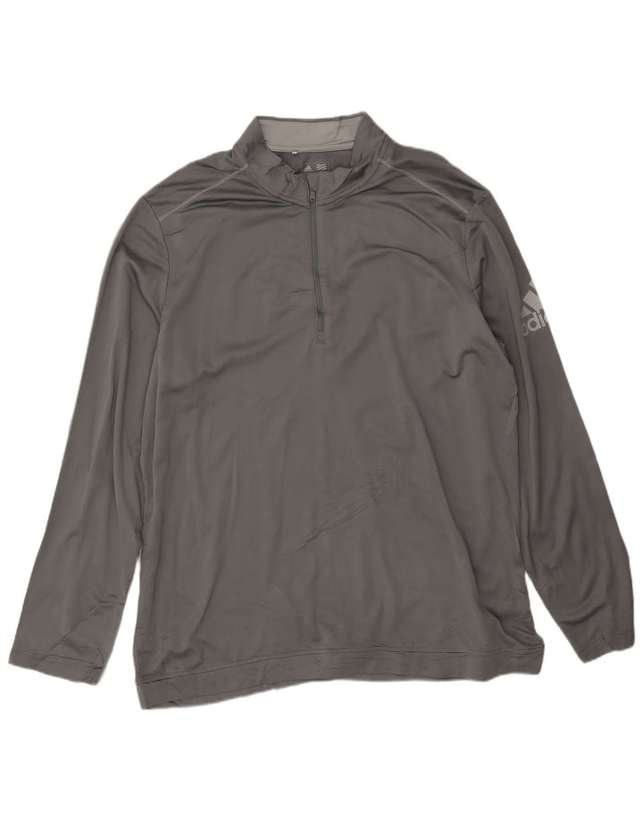 Adidas Mens Climawarm Графический пуловер с воротником на молнии Спортивный костюм Top XL Серый