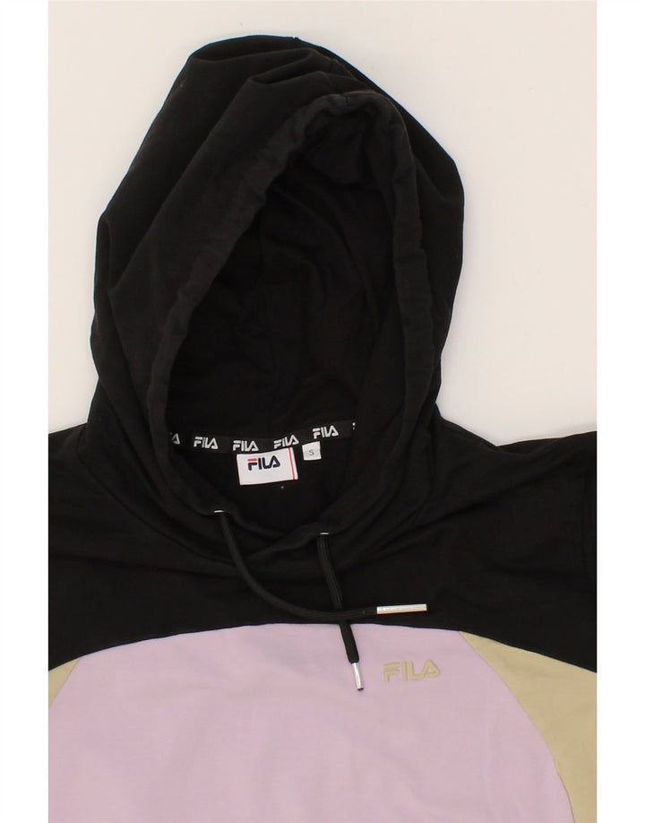 FILA Womens Oversized Hoodie Jumper UK 10 Small Multicoloured Colourblock Vintage Fila and Second-Hand Fila from Messina Hembry 