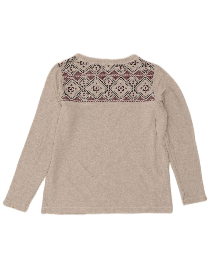 EDDIE BAUER Womens Oversized Sweatshirt Jumper UK 10 Small Grey Fair Isle