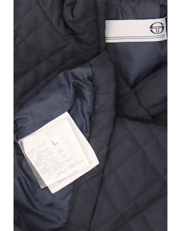 Женский стеганый жилет Sergio Tacchini UK 16, большой темно-синий полиэстер