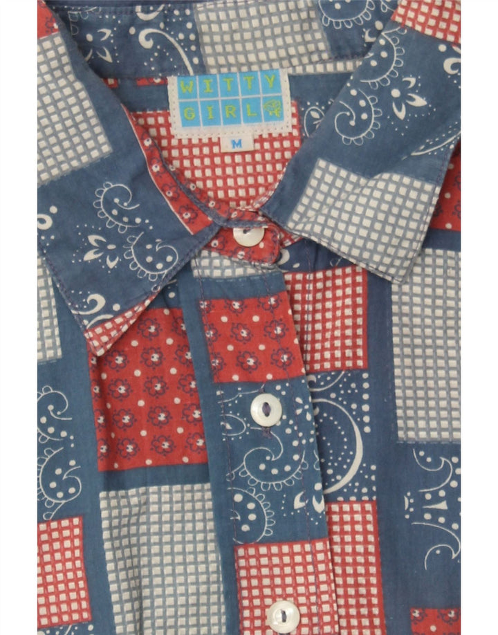 VINTAGE Womens Longline Shirt UK 14 Medium Multicoloured Patchwork Vintage Vintage and Second-Hand Vintage from Messina Hembry 