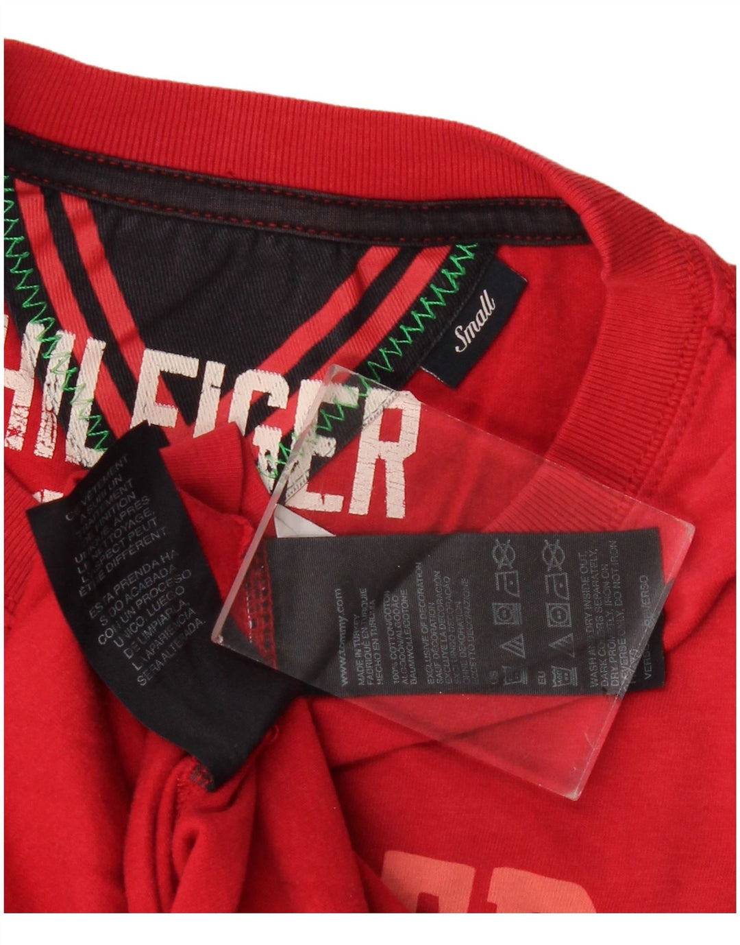 Tommy Hilfiger Мужской топ с рисунком, длинный рукав, маленький красный хлопок