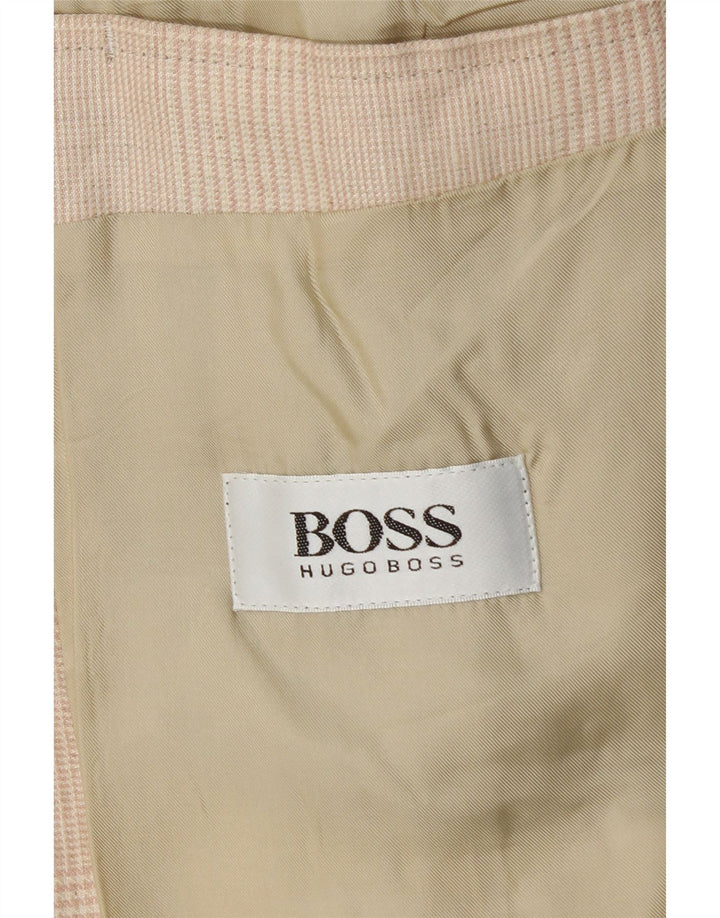 Мужской пиджак HUGO BOSS с 2 пуговицами, EU 56, 3XL, льняной бежевый клетчатый пиджак