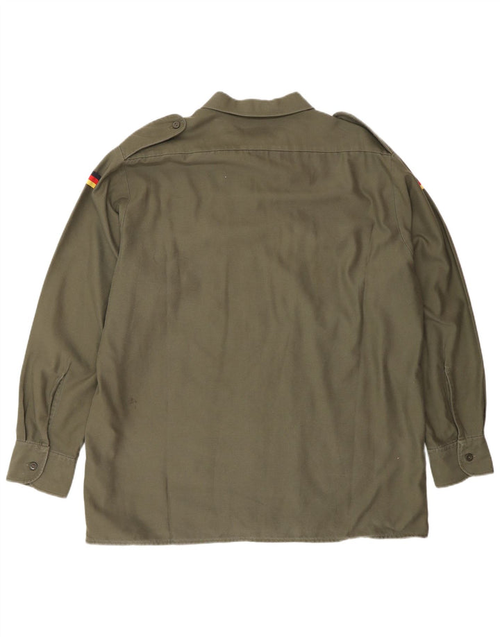 Винтажная мужская рубашка, размер 43/44 XL, цвет хаки, полиэстер