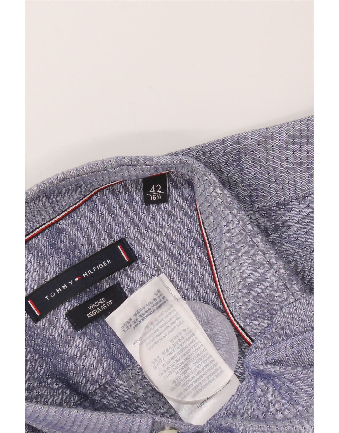Мужская рубашка Tommy Hilfiger, размер 42 16 1/2, средний темно-синий с геометрическим рисунком