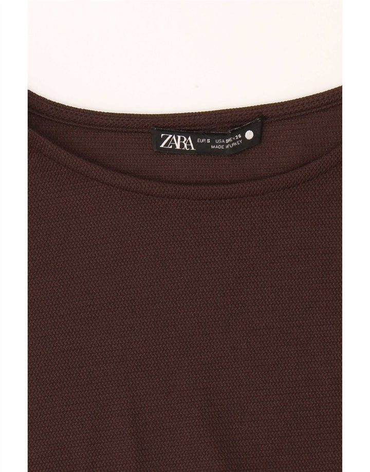 Женское базовое платье без рукавов Zara UK 10, маленькое коричневое