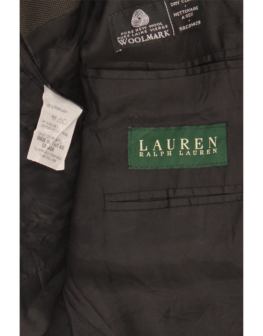 Мужской пиджак на двух пуговицах Ralph Lauren IT 56 2XL, черная шерсть