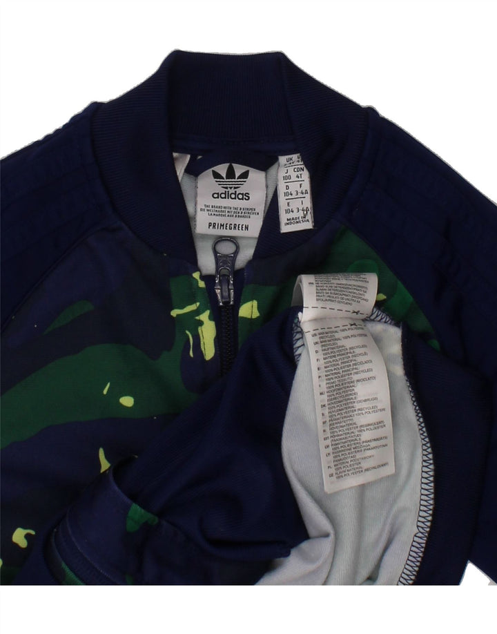ADIDAS Boys Tracksuit Top Jacket 3-4 Years Navy Blue Camouflage Polyester Vintage Adidas and Second-Hand Adidas from Messina Hembry 