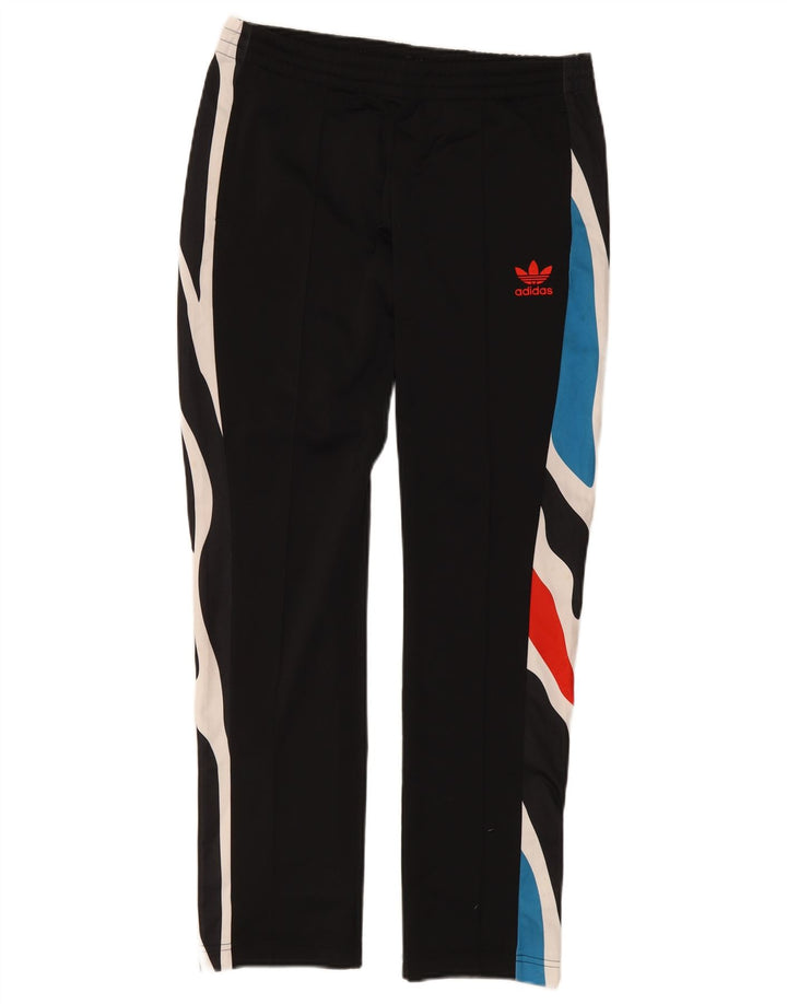 Женские спортивные брюки Adidas UK 12, средний черный, полиэстер с цветными блоками