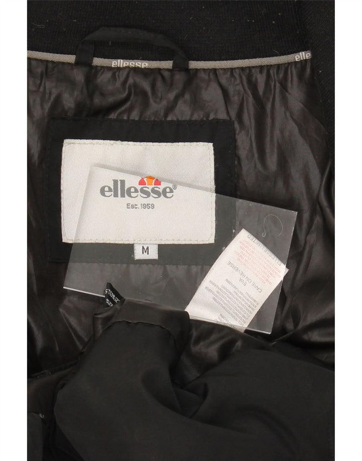 ELLESSE Womens Padded Jacket UK 14 Medium Black Polyester Vintage Ellesse and Second-Hand Ellesse from Messina Hembry 