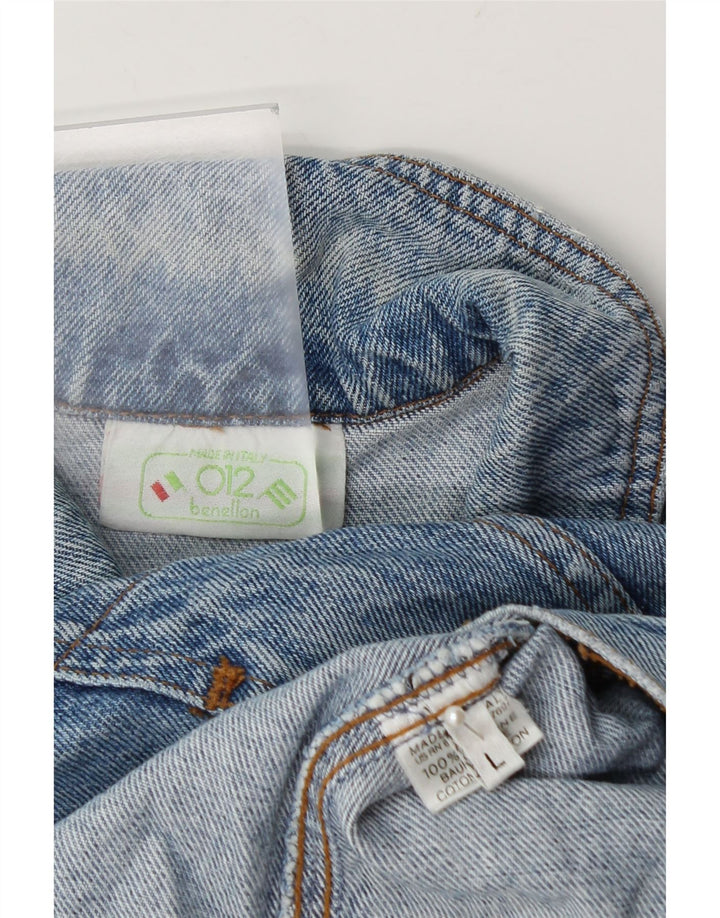 Джинсовая куртка Benetton для мальчиков 7-8 лет, большая синяя хлопковая ткань