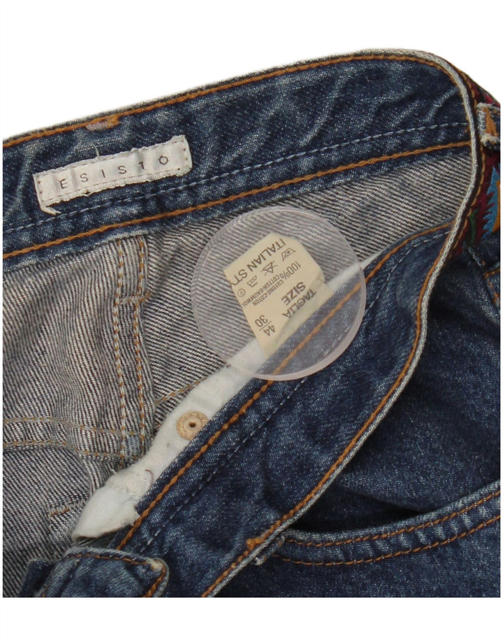 Женские джинсы ESISTO Bootcut IT 44 Medium W30 L34 Синие хлопковые с геометрическим узором