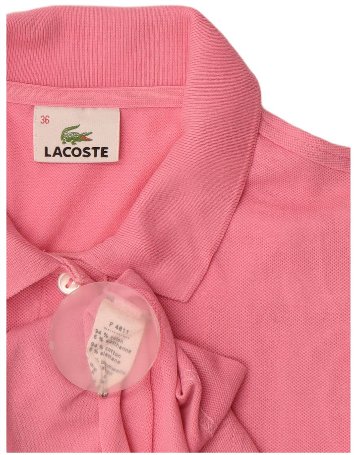 LACOSTE Женская рубашка-поло, размер 36, маленькая, розовая, хлопок