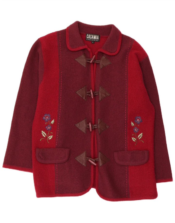 Женский пиджак свободного кроя CASAMIA UK 16, большой бордовый цвет с цветными блоками