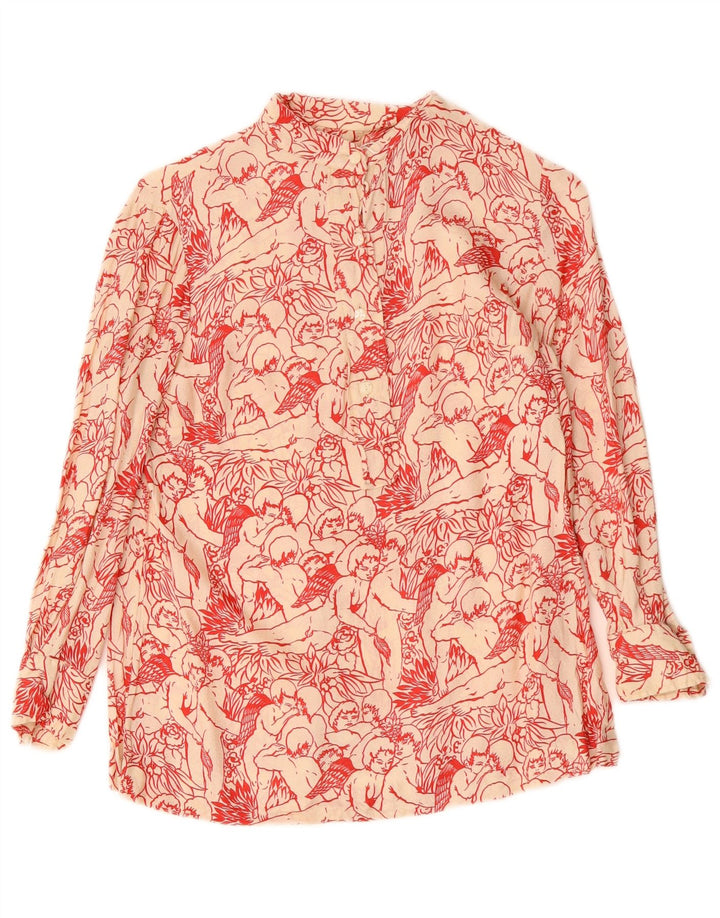 Женская блузка-рубашка с рисунком VINTAGE UK 12, средний белый цвет