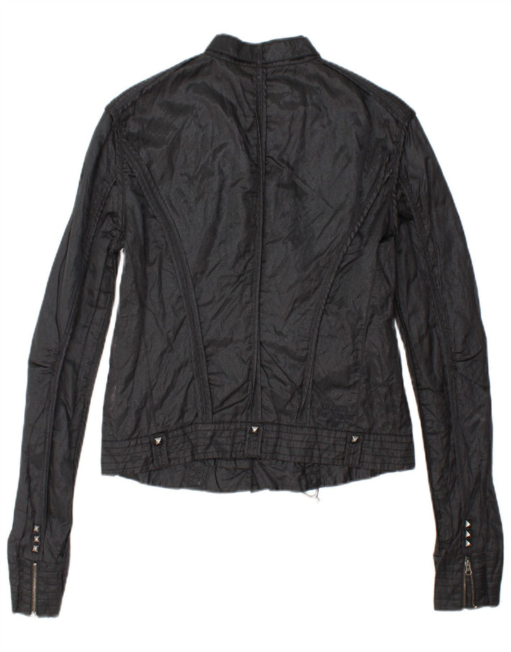 GUESS Женская укороченная куртка UK 14, большой черный хлопок