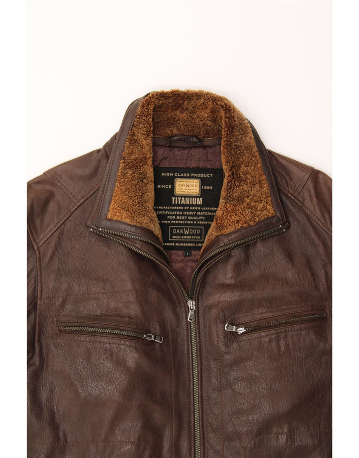 Мужская кожаная куртка OAKWOOD UK 40, большая коричневая