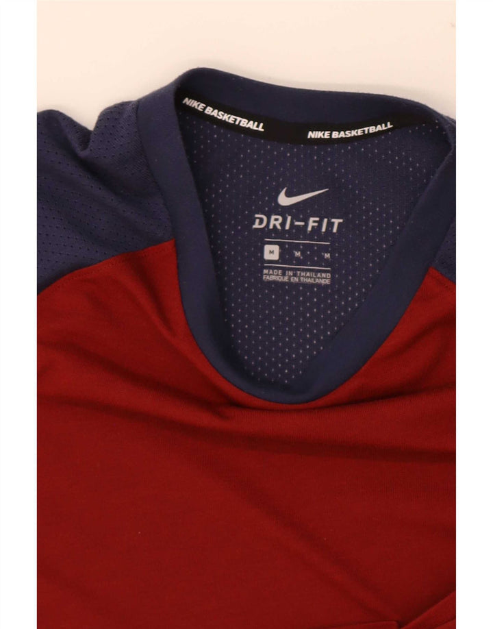 Мужская футболка Nike Dri Fit, средний красный цвет с блоками